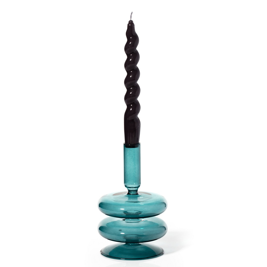 Ocean Teal γυάλινο κηροπήγιο 15cm