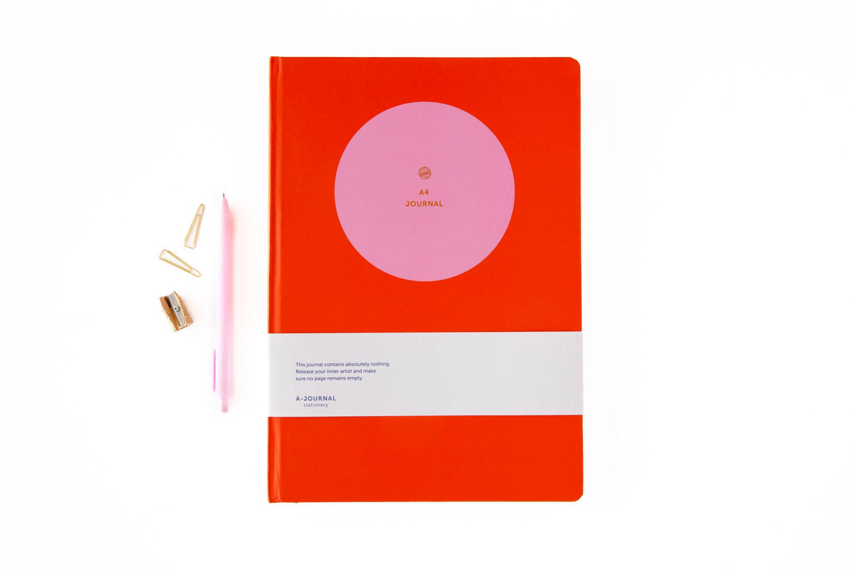 A-Journal A4 Blank Notebook | Circle Pink Red